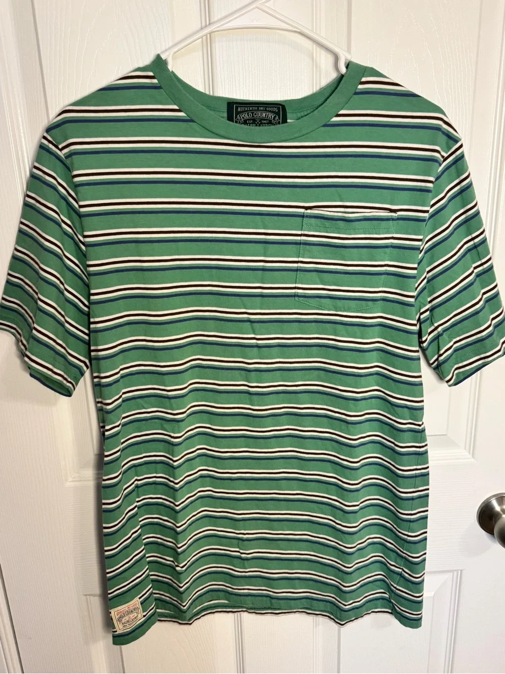 Ralph Lauren Green Striped Pocket Tee